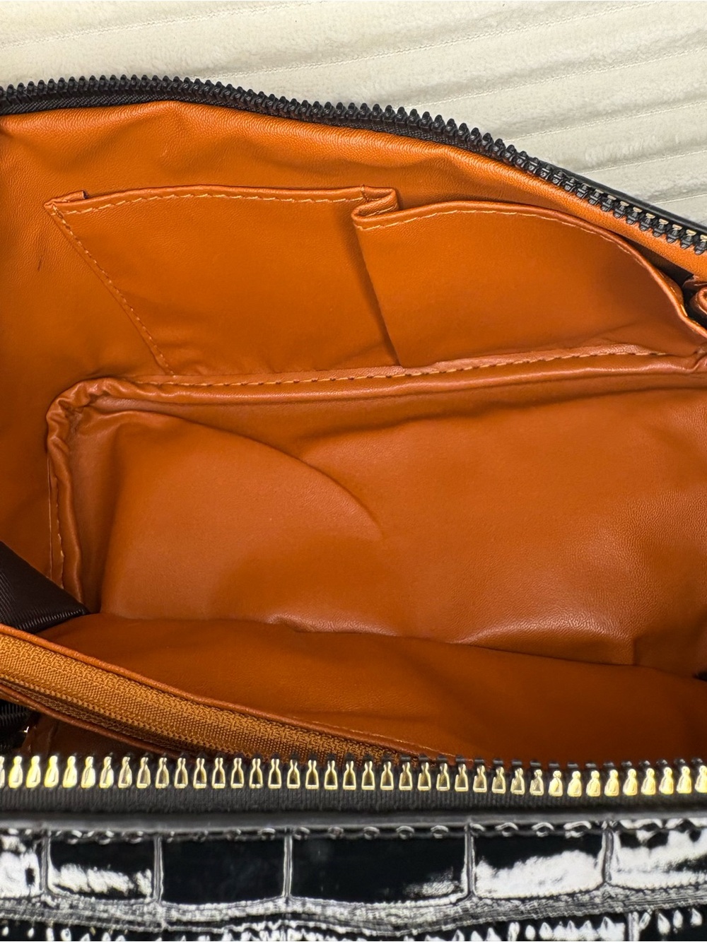 Black Croc-Embossed Cosmetic Case - Picture 7 of 7